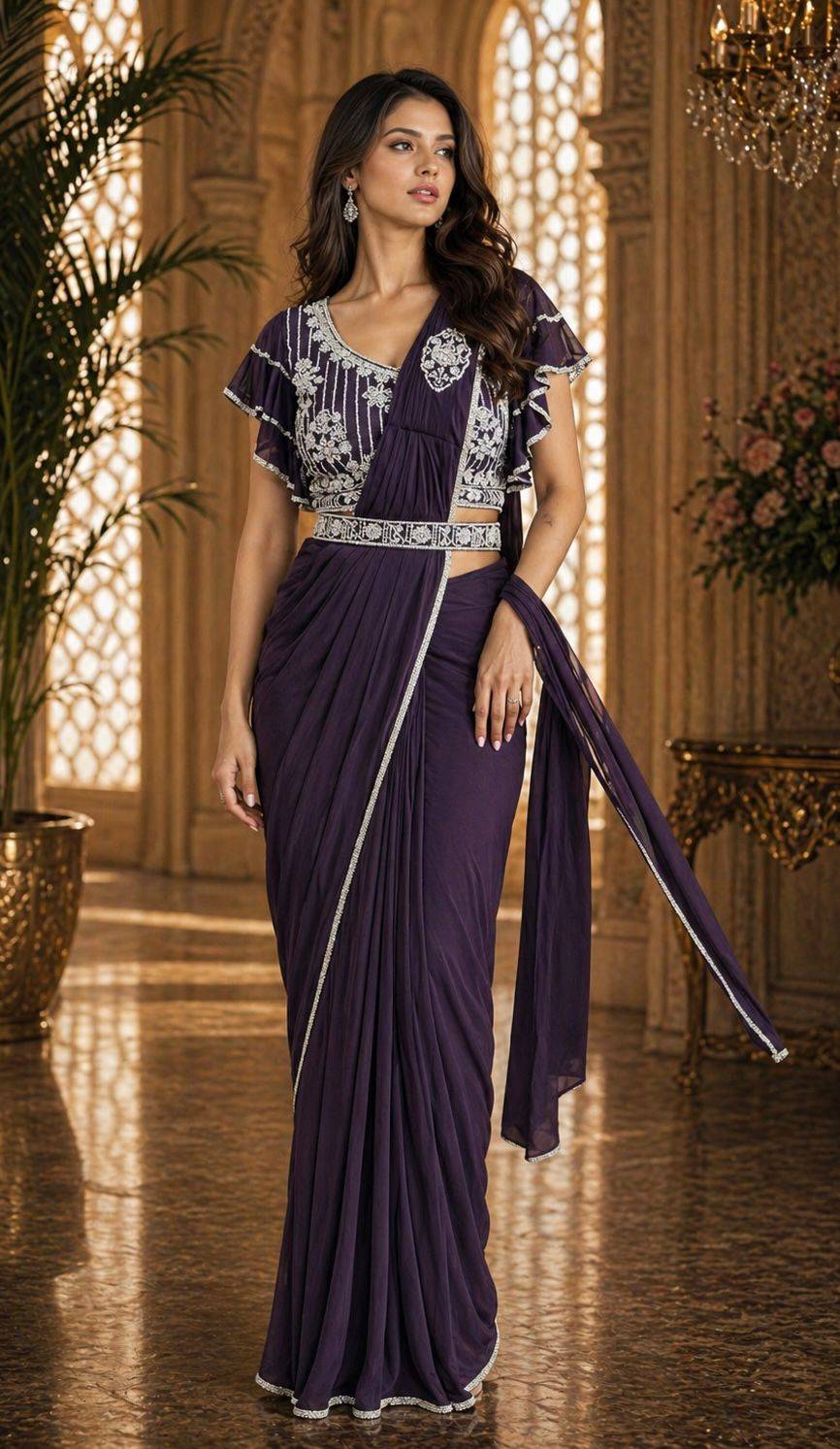 A102428 By Amoha Trendz 102428 A TO 102428 D Series Indian Traditional Wear Collection Fancy Colorful Party Wear Stitched Sarees At Wholesale Price